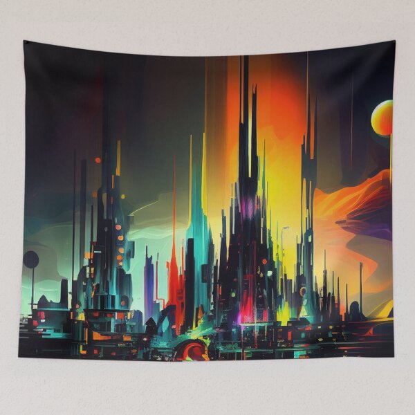 Item preview, Abstract Sci-Fi Futuristic Cityscape Skyline Digital Painting  designed and sold by NateFellhauer.