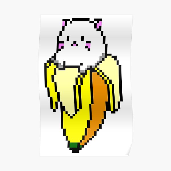 Art, Cat In A Banana Pixel Art