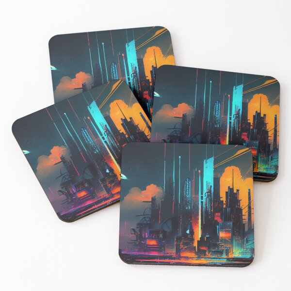 Item preview, Abstract Sci-Fi Futuristic Cityscape Skyline Digital Painting  designed and sold by NateFellhauer.