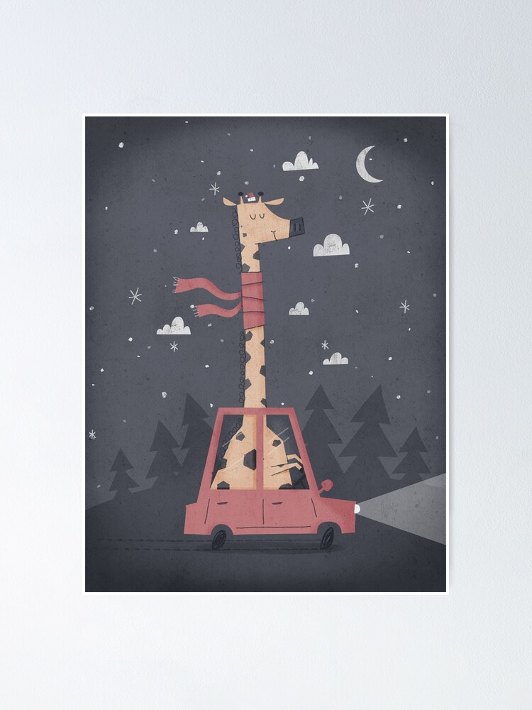 Alternate view of Giraffing Home for Christmas Poster