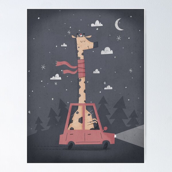 Giraffing Home for Christmas Poster