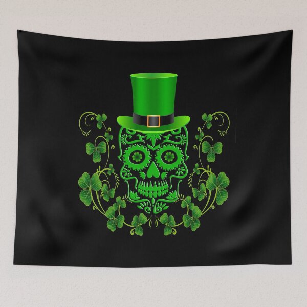 Item preview, Green Saint Patricks Day Sugar Skull designed and sold by Atteestude.