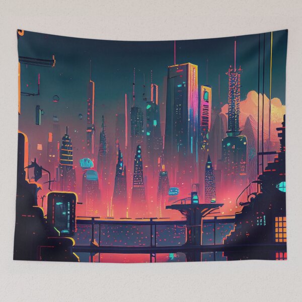 Item preview, Abstract Sci-Fi Futuristic Cityscape Skyline Digital Painting  designed and sold by NateFellhauer.