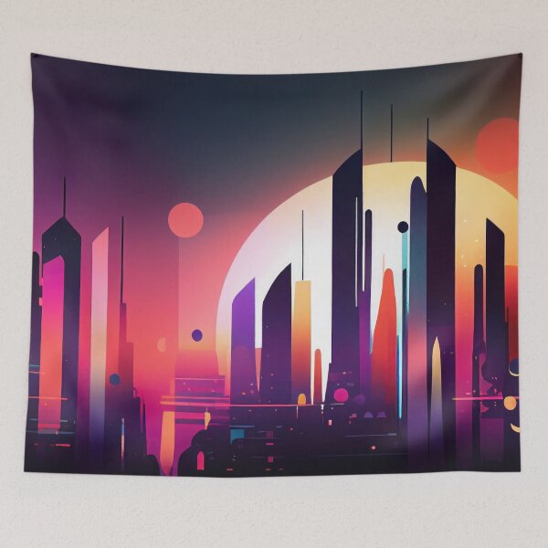 Item preview, Abstract Sci-Fi Futuristic Cityscape Skyline Digital Painting  designed and sold by NateFellhauer.