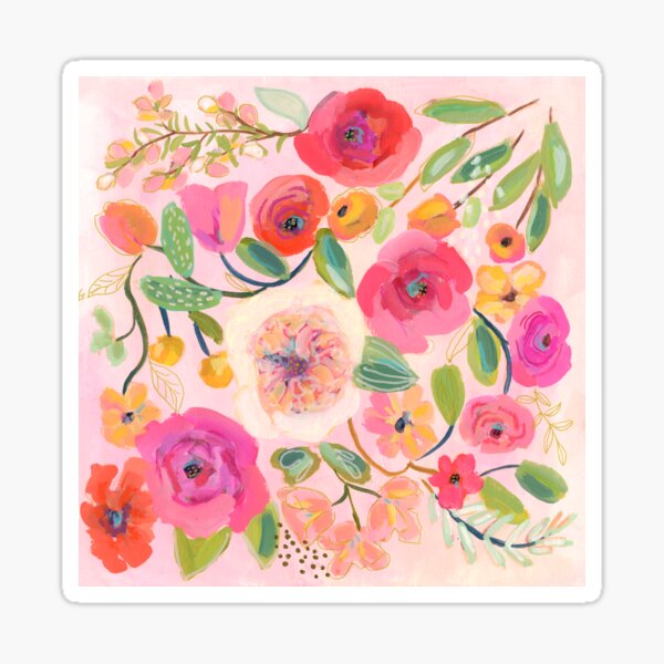 Aperçu de l'œuvre Impression artistique florale rose créée et vendue par Suzanne Allard Design.