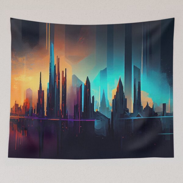 Item preview, Abstract Sci-Fi Futuristic Cityscape Skyline Digital Painting  designed and sold by NateFellhauer.