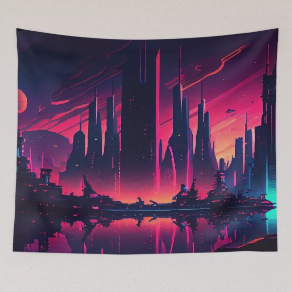 Item preview, Abstract Sci-Fi Futuristic Cityscape Skyline Digital Painting  designed and sold by NateFellhauer.