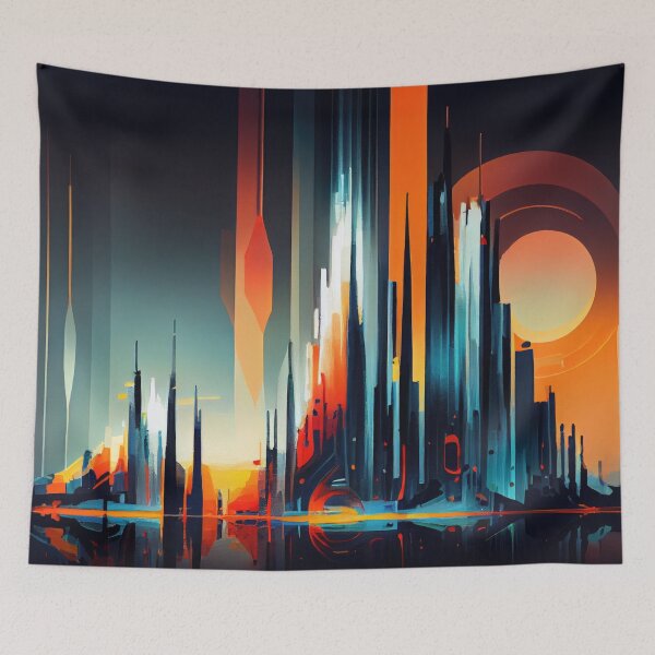 Item preview, Abstract Sci-Fi Futuristic Cityscape Skyline Digital Painting  designed and sold by NateFellhauer.