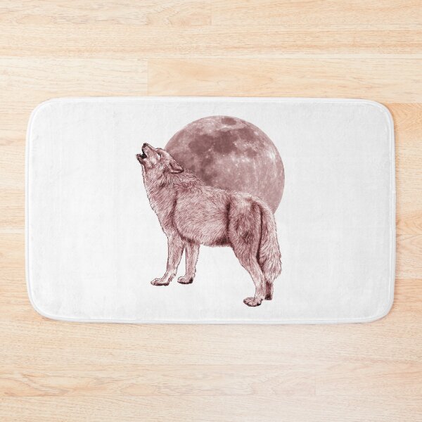 Item preview, Howling wolf, moon background - brown-red colorized version designed and sold by SylvieG18.