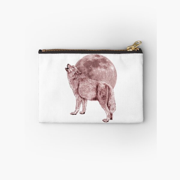Item preview, Howling wolf, moon background - brown-red colorized version designed and sold by SylvieG18.