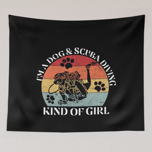 Item preview, I'm A Dog & Scuba Diving Kind of Girl Women Dog Lover retro vintage gift idea for a scuba and dogs lover girl  designed and sold by Live  Today.