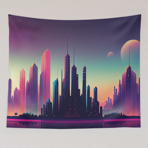 Item preview, Abstract Sci-Fi Futuristic Cityscape Skyline Digital Painting  designed and sold by NateFellhauer.