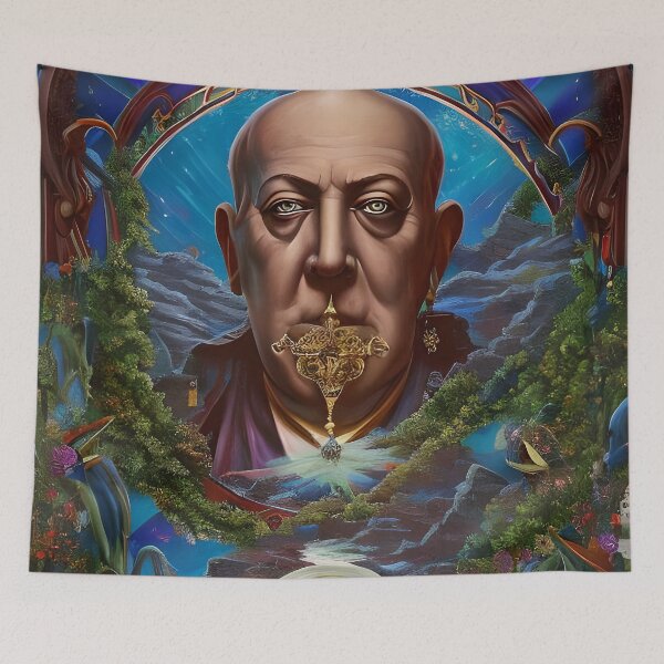 Item preview, Saint Aleister Crowley The Great Beast of Thelema painted in a Surrealist and Impressionist style designed and sold by Ataraxia  Apparel.