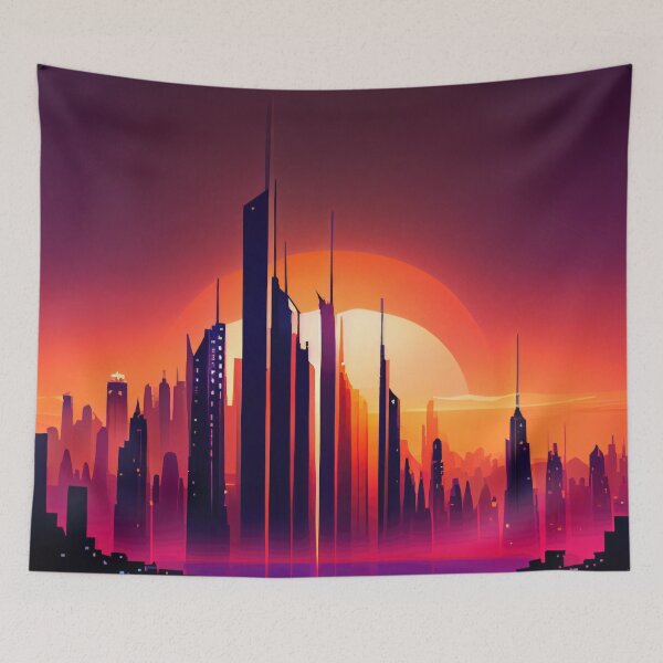 Item preview, Abstract Sci-Fi Futuristic Cityscape Skyline Digital Painting  designed and sold by NateFellhauer.
