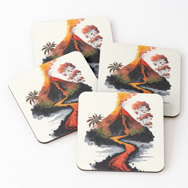 Item preview, Tropical Volcano Watercolor designed and sold by ImageVortex.