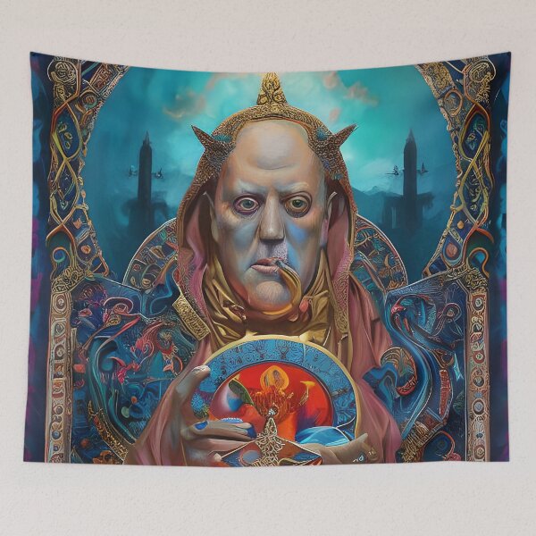 Item preview, Aleister Crowley The Great Beast of Thelema painted in a Surrealist and Impressionist style designed and sold by Ataraxia  Apparel.