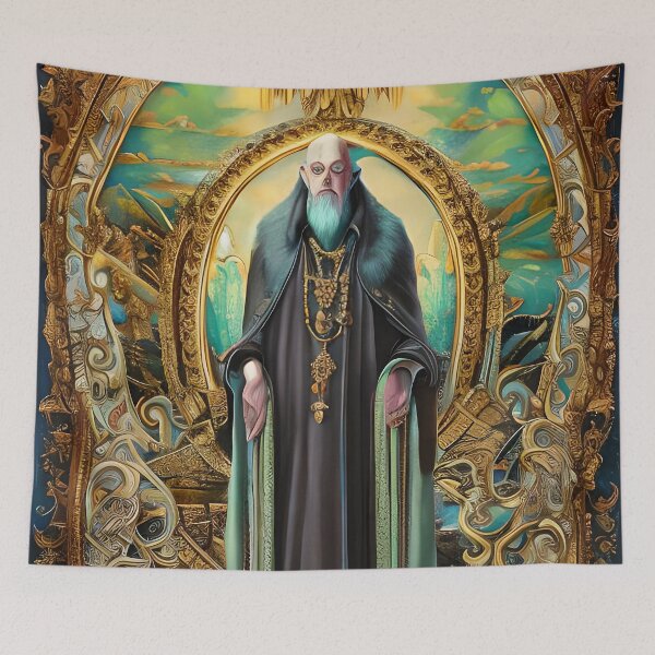 Item preview, Aleister Crowley The Great Beast of Thelema painted in a Surrealist and Impressionist style designed and sold by Ataraxia  Apparel.