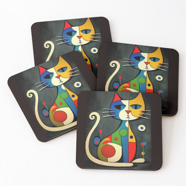Item preview, Mid Century Colorful Cat 9 Abstract Art Print Painting Wall Decor designed and sold by winterkitty88.
