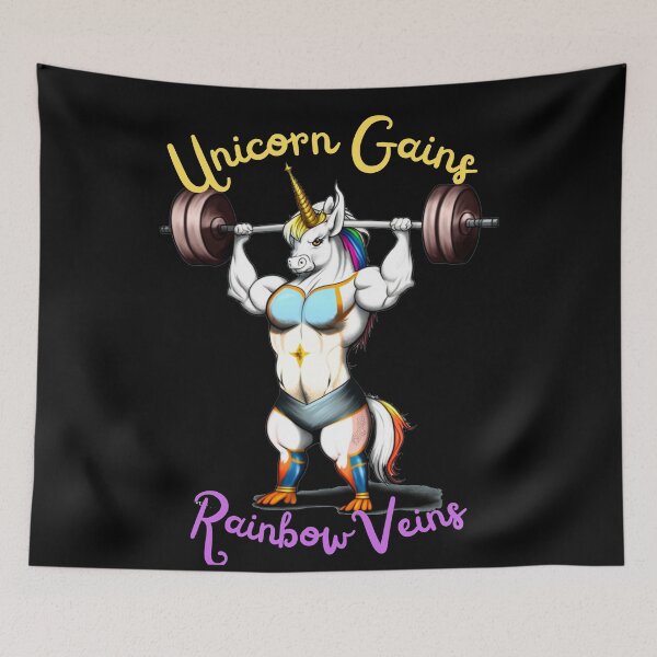 Item preview, Unicorn Gains Rainbow Veins Gym Workout Muscle Design designed and sold by barretp27.