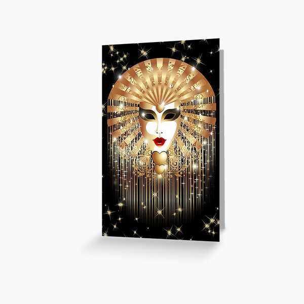 Golden Mask Venice Carnival Greeting Card