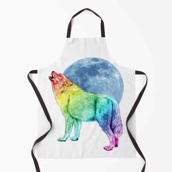Item preview, Howling wolf, moon background - rainbow colorized version 1 designed and sold by SylvieG18.