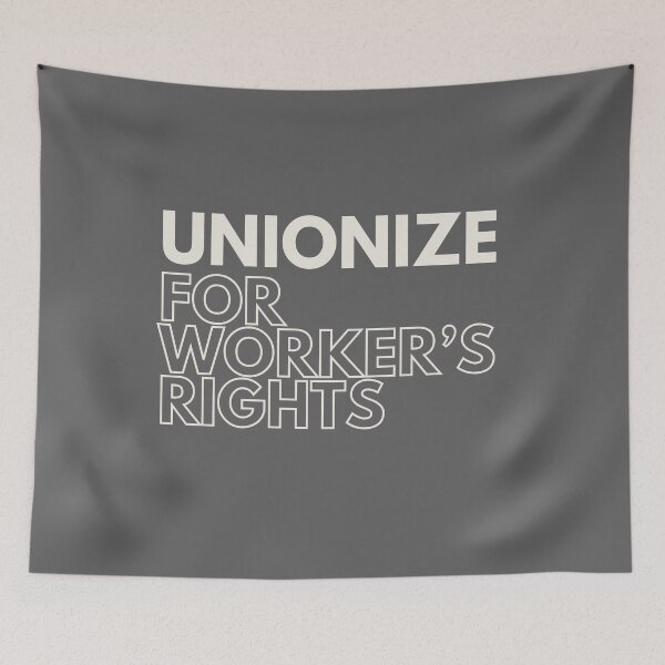 Item preview, unionize for workers rights_basic font 1_white text designed and sold by quinnhopp.