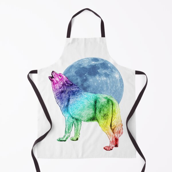 Item preview, Howling wolf, moon background - rainbow colorized version 2 designed and sold by SylvieG18.