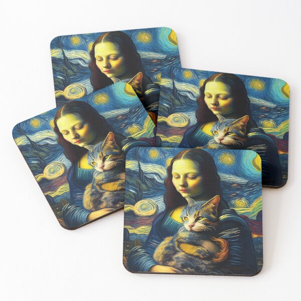 Item preview, Cat and Monalisa Van Gogh designed and sold by fbngodoi.