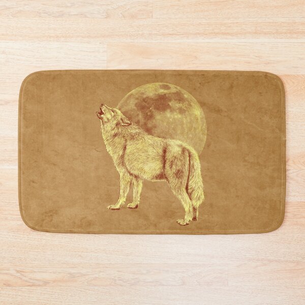 Item preview, Howling wolf, moon background - marbling brown version designed and sold by SylvieG18.