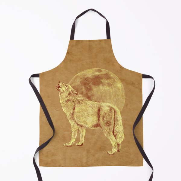 Item preview, Howling wolf, moon background - marbling brown version designed and sold by SylvieG18.