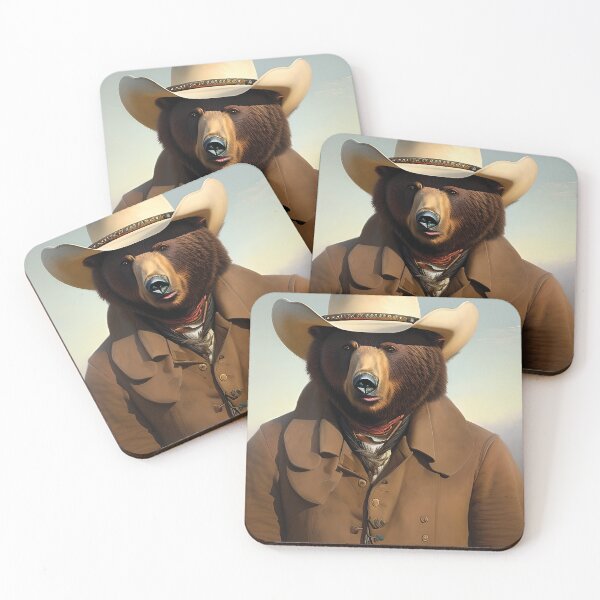 Aperçu de l'œuvre Bear Cowboy Man Tracker créée et vendue par The AI Art Gallery.