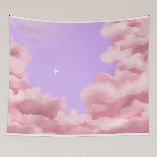 Item preview, Cloudy night sky with stars Aesthetic purple night sky with pink clouds designed and sold by ANU007.