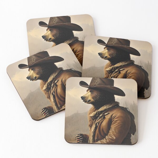 Aperçu de l'œuvre Ours Cowboy sur la piste créée et vendue par The AI Art Gallery.