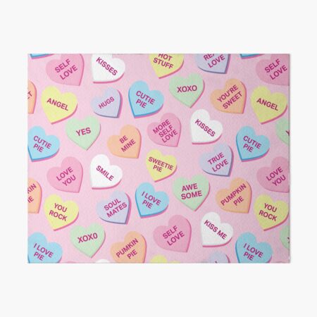 Candy Hearts Valentine Conversation Hearts Valentines Day Cute Heart Love  Pink Aesthetic Background Art Board Print for Sale by clothesy7