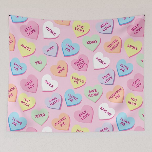 Item preview, Pink Valentines Candy Hearts Seamless Pattern designed and sold by ClaudiaFlores.
