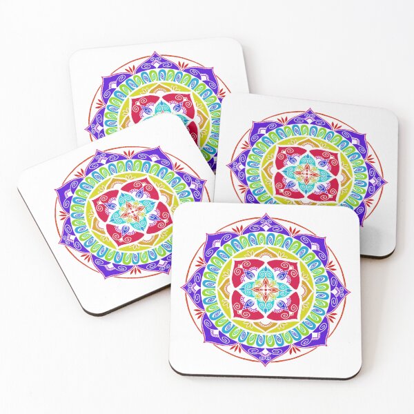 Item preview, Rainbow stencil mandala designed and sold by lattes-and-rain.