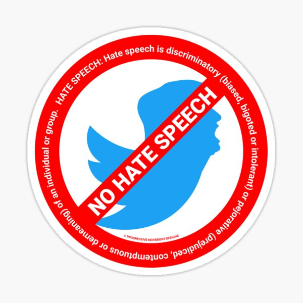Item preview, PMD00404 Progressive Movement Designs No Trump Tweets No Hate Speech symbol for anti bullying anti bigotry anti hate speech movement for liberal democrats or progressives designed and sold by ProgressiveLeft.