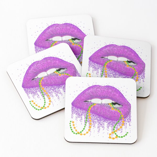 Item preview, Mardi Gras Glitter Purple Lips Mouth Beads designed and sold by SheilasDigitalStudio.