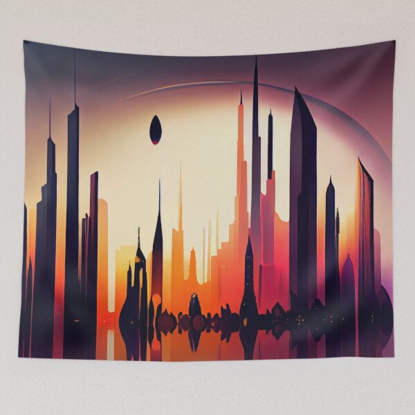 Item preview, Abstract Sci-Fi Futuristic Cityscape Skyline Digital Painting  designed and sold by NateFellhauer.
