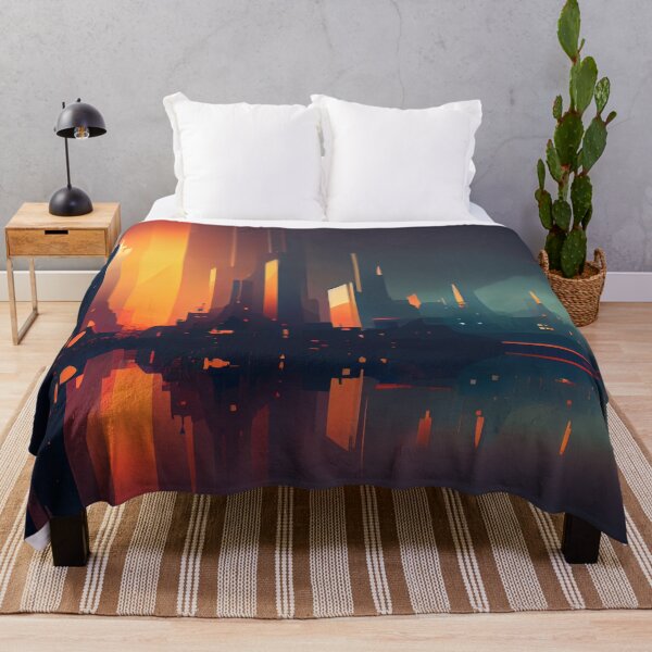 Item preview, Abstract Sci-Fi Futuristic Cityscape Skyline Digital Painting designed and sold by NateFellhauer.