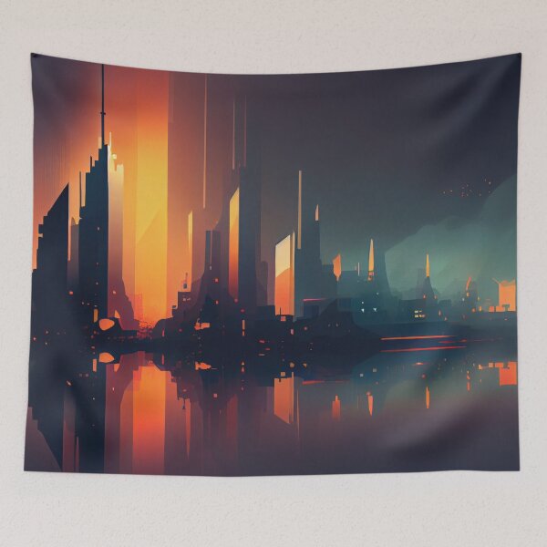 Item preview, Abstract Sci-Fi Futuristic Cityscape Skyline Digital Painting  designed and sold by NateFellhauer.