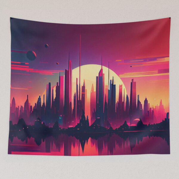 Item preview, Abstract Sci-Fi Futuristic Cityscape Skyline Digital Painting  designed and sold by NateFellhauer.