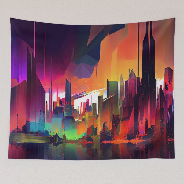 Item preview, Abstract Sci-Fi Futuristic Cityscape Skyline Digital Painting  designed and sold by NateFellhauer.