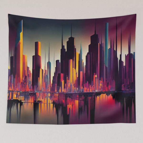 Item preview, Abstract Sci-Fi Futuristic Cityscape Skyline Digital Painting  designed and sold by NateFellhauer.