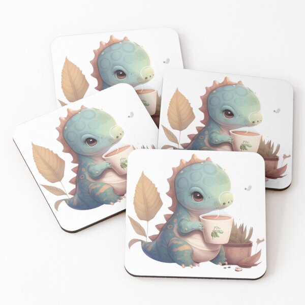 Item preview, Cute Dinosaur with coffee designed and sold by lelixart.