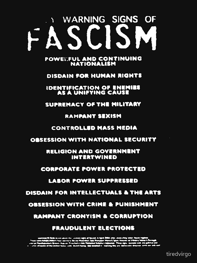 warning signs of fascism shirt