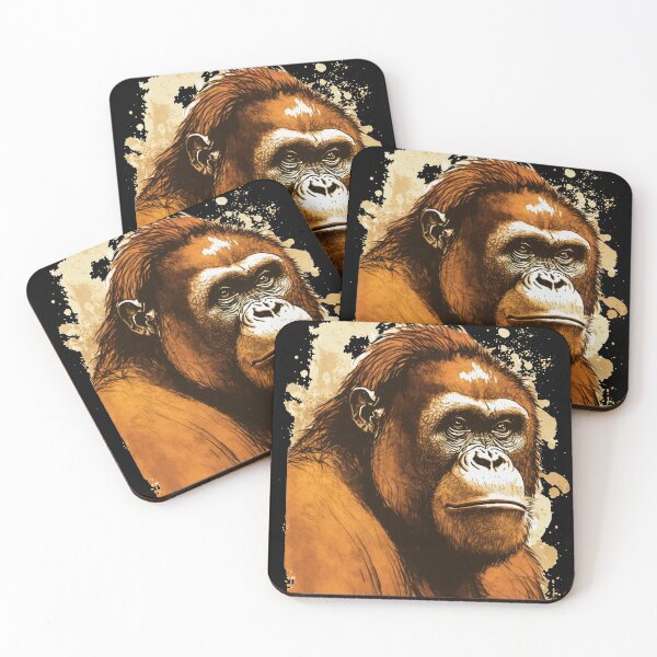 Item preview, Orangatang Portrait hand Drawn Ape designed and sold by Brockinator.