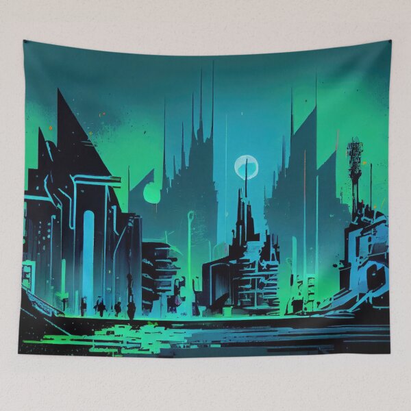 Item preview, Abstract Sci-Fi Futuristic Cityscape Skyline Digital Painting  designed and sold by NateFellhauer.
