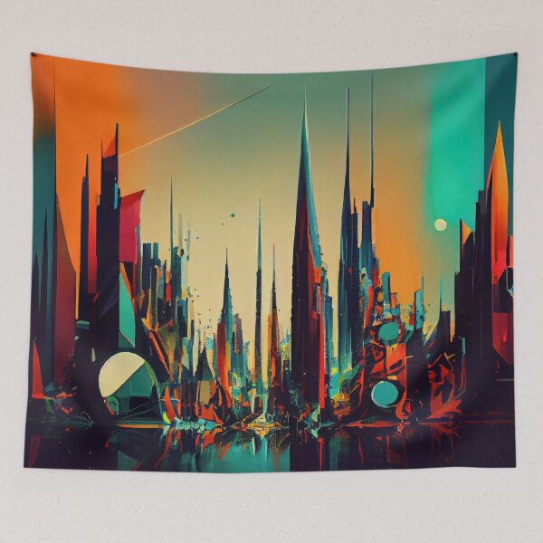 Item preview, Abstract Sci-Fi Futuristic Cityscape Skyline Digital Painting  designed and sold by NateFellhauer.