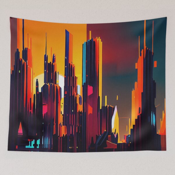 Item preview, Abstract Sci-Fi Futuristic Cityscape Skyline Digital Painting  designed and sold by NateFellhauer.